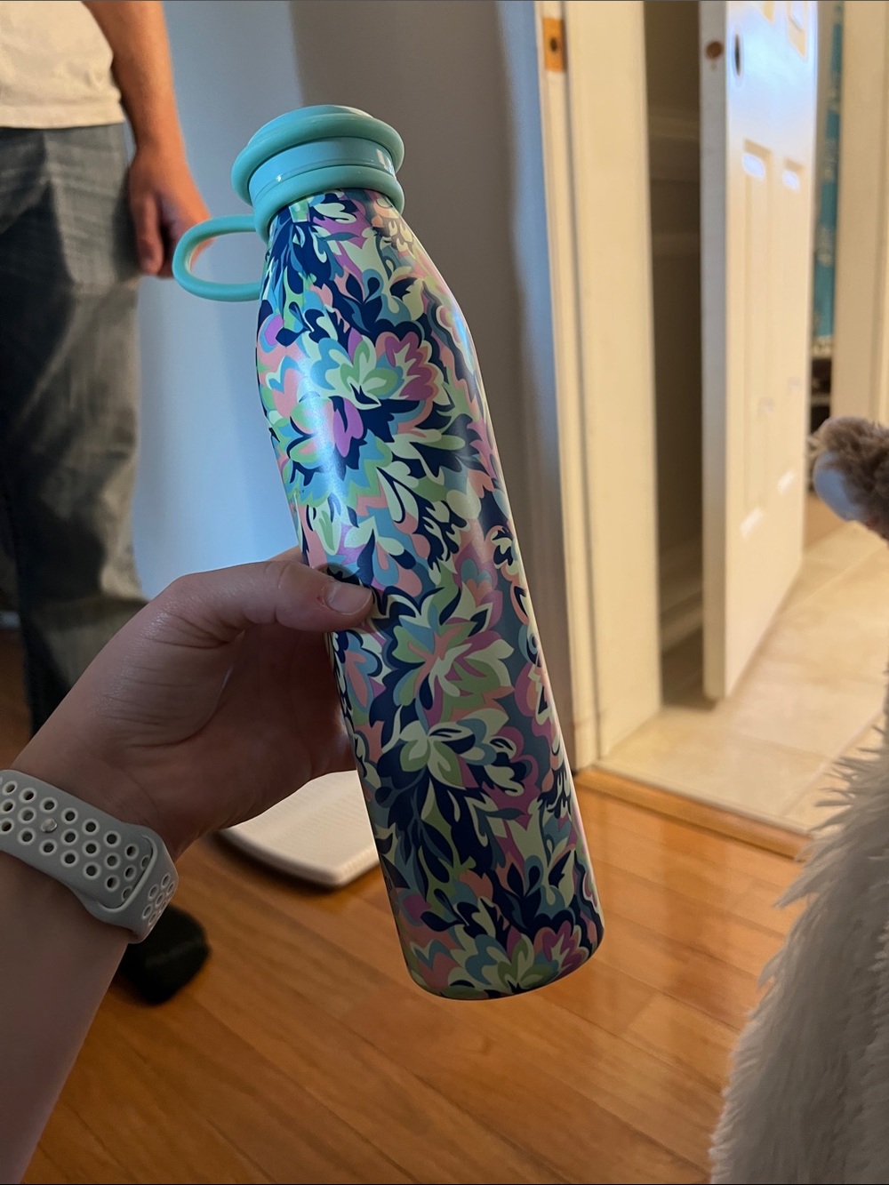 Floral Insulated Water Bottle - Blue & Mint